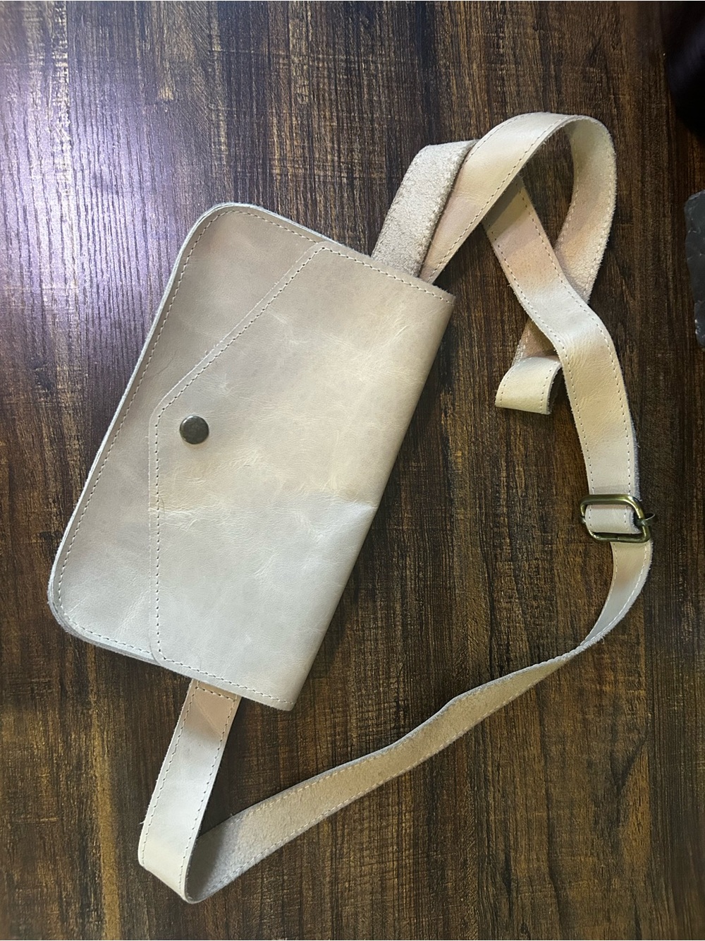 JOYN Minimalist Cream leather Crossbody Belt Bag